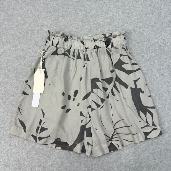 Jane & Delancey Tropical Beach High Waist Shorts WMN XS Beige w/Black Leaf Print - Picture 4 of 7